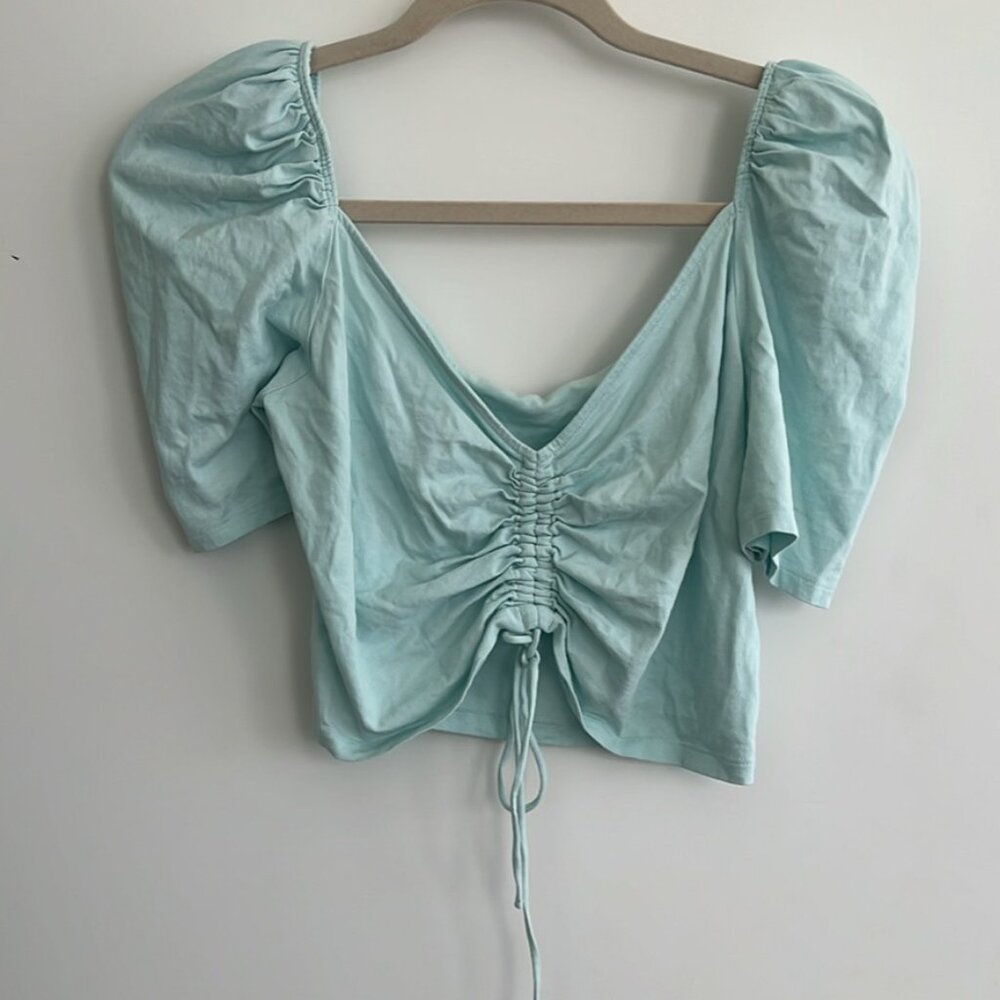 Aritzia Wilfred NISSA Blue Puffy Sleeve Top, Size L